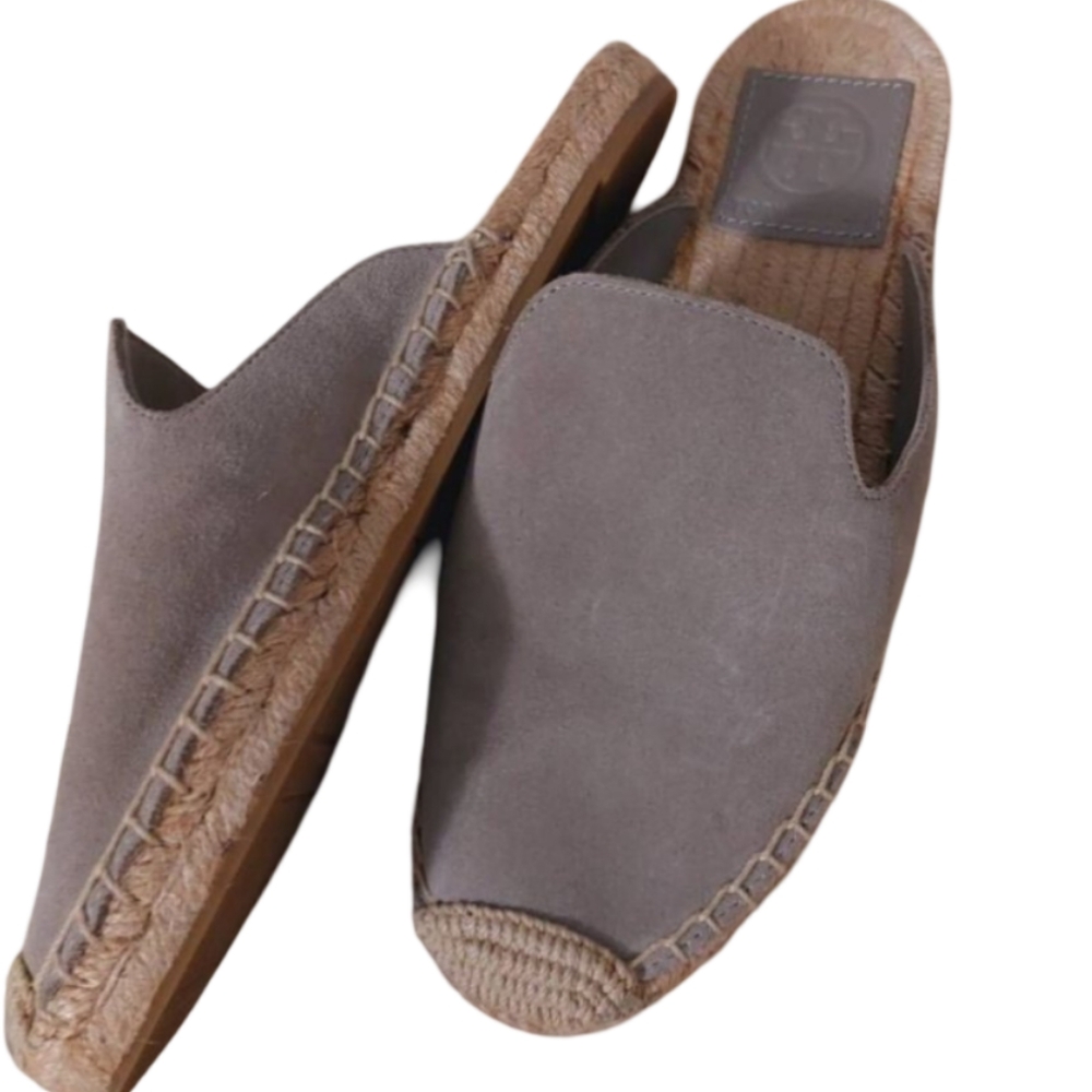 TORY BURCH Gray Suede Espadrille Mules Slides 5M - Picture 11 of 11
